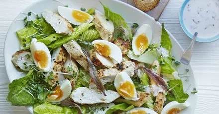 Low-fat chicken caesar salad