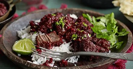 Slow-cooked beetroot & beef curry (Chukandar Gosht)
