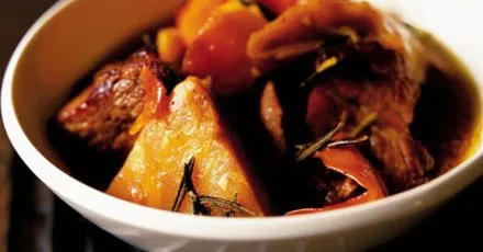 Slow-cooked celeriac with pork & orange