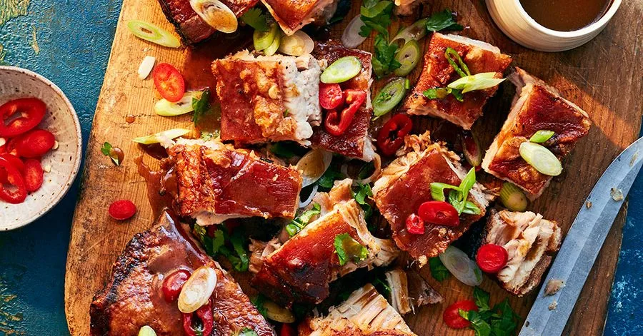 Slow-roast five-spice pork belly & gravy
