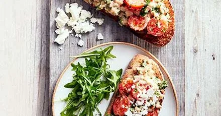 Smashed cannellini bean tartine