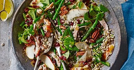 Smoked chicken, pot barley & cranberry salad