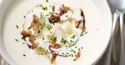 Smoked haddock & new potato soup with maple drizzle