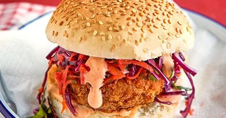 Smoked tofu vegan burger