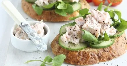 Smoked trout & cucumber open sandwiches