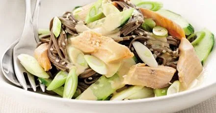 Smoked trout & cucumber sesame noodles