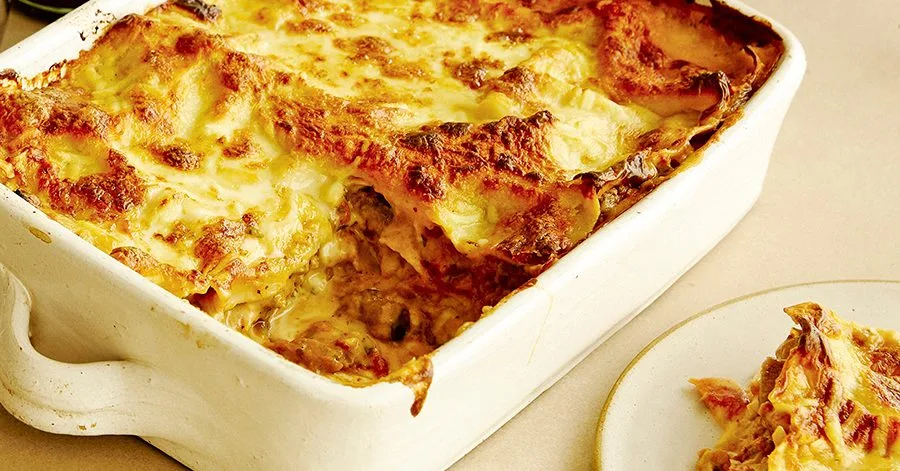 Smoky aubergine, mozzarella & harissa lasagne