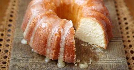 Soured cream bundt cake with butter glaze