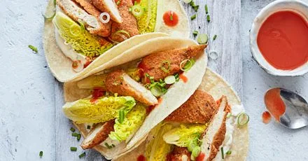 Southern-fried chicken tacos