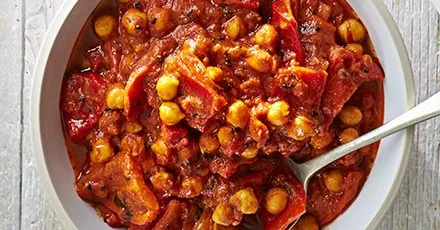 Speedy red pepper chana masala