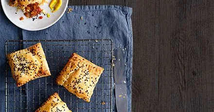 Spiced ‘chorizo’ pastry slices