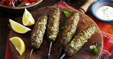 Spiced lamb koftas with mint & tomato salad