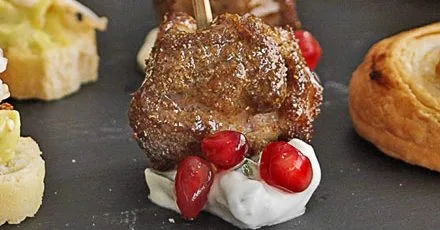 Spiced lamb skewers with pomegranate tzatziki