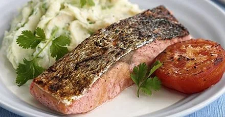 Spiced salmon with mash