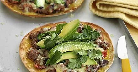 Spicy bean & avocado tostados
