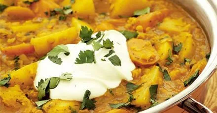 Spicy root & lentil casserole