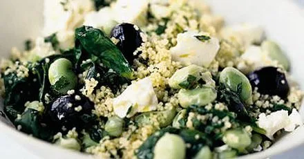 Broad bean, mint & feta salad