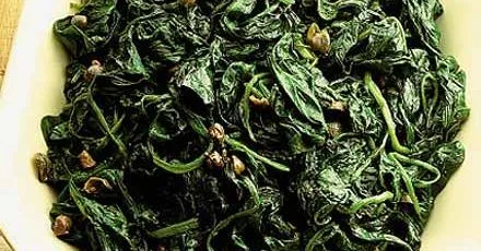 Spinach with brown butter & capers
