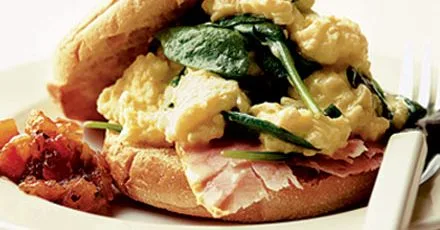 Spinach & ham scrambled eggs