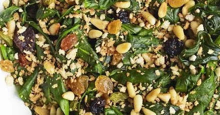 Spinach with raisins, pine nuts & breadcrumbs