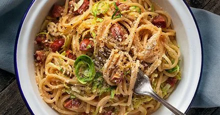 Sprout & chorizo carbonara