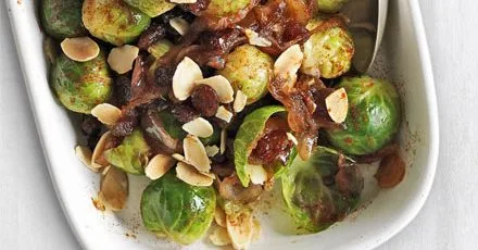 Sprouts with sticky shallots
