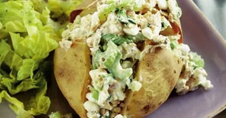 Spuds stuffed with tuna & chives