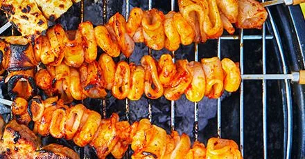 Squid & prawn skewers