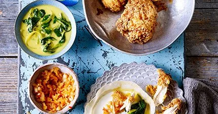 Sri Lankan fried chicken & hoppers