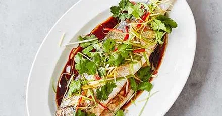 Steamed sea bass