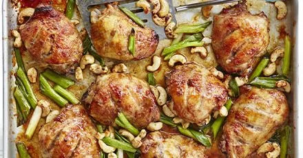 Sticky Chinese five-spice chicken traybake