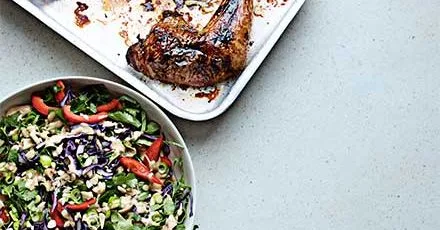 Sticky teriyaki chicken & peanut satay slaw