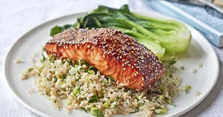 Sticky teriyaki salmon rice
