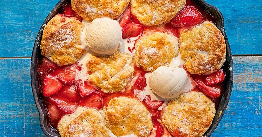 Strawberries & cream scone cobbler