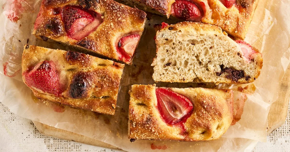 Strawberry & chocolate focaccia