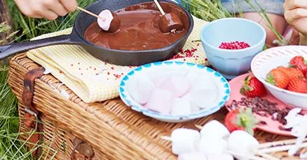 Strawberry, chocolate & marshmallow dippers