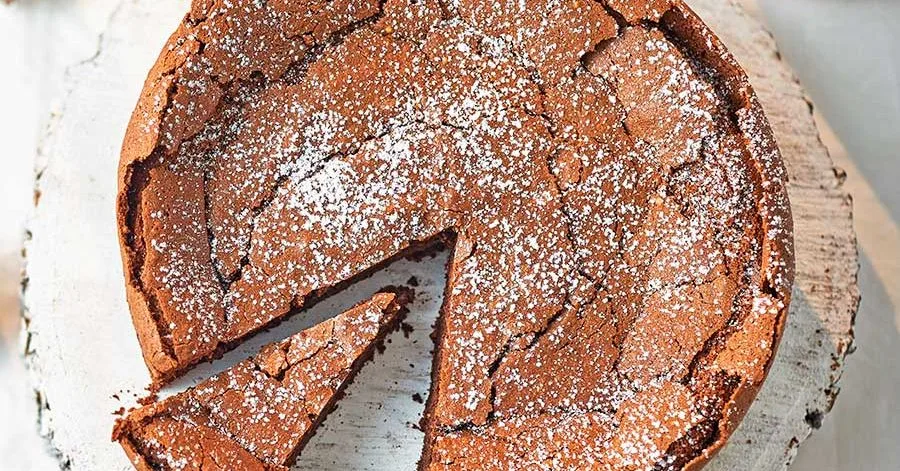 Sunken chocolate, olive oil & hazelnut cake