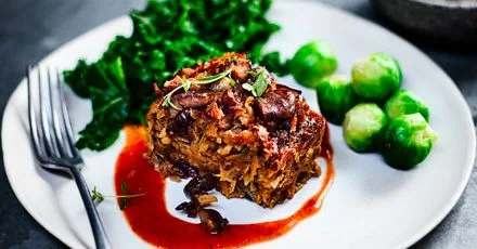 Sweet potato & chestnut roast with tangy tomato sauce
