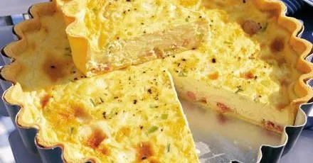 Taleggio, bacon & spring onion tart