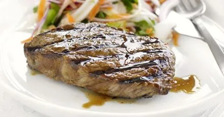 Teriyaki steak with fennel slaw
