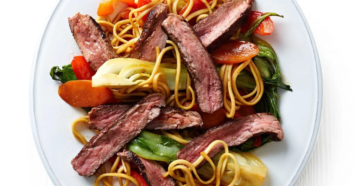 Teriyaki steak with pak choi & noodles