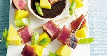 Teriyaki tuna skewers