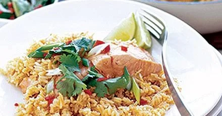 Thai coconut rice with salmon