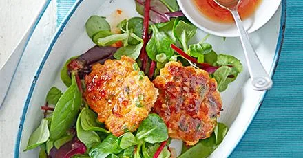 Thai curry fish cakes with sweet chilli dressing