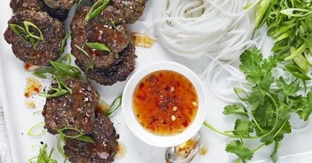 Thai pork patties with sweet chilli & noodles