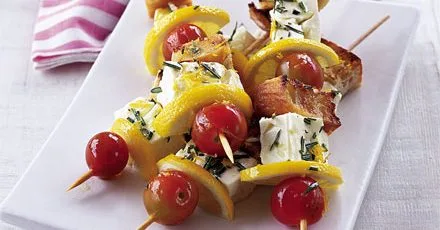 Toasty feta kebabs