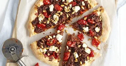 Turkish pizza with spiced pomegranate beef & feta