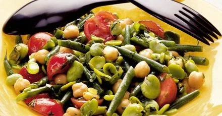 Two bean, chickpea & tomato salad