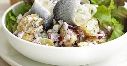 Warm potato & rollmop salad