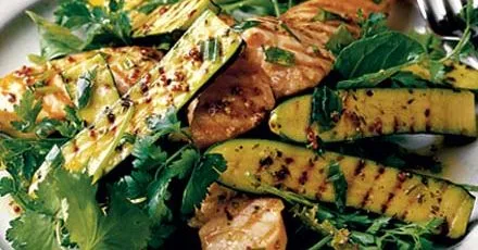 Warm salad of chargrilled courgettes & salmon
